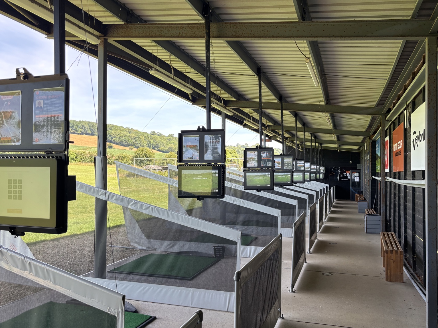 Ten covered TrackMan driving range bays at Chepstow Golf Centre
