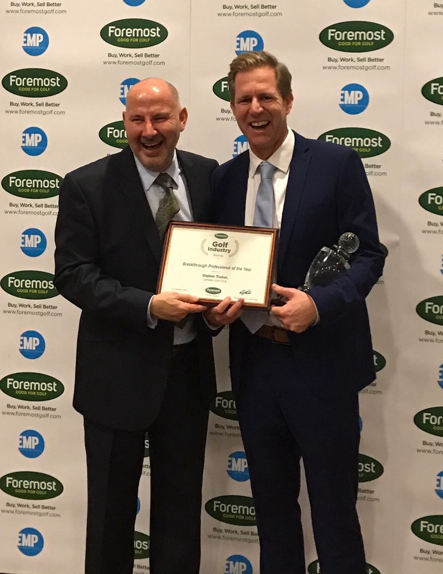 Steve Truman receiving the Foremost Breakthrough Professional of the Year award