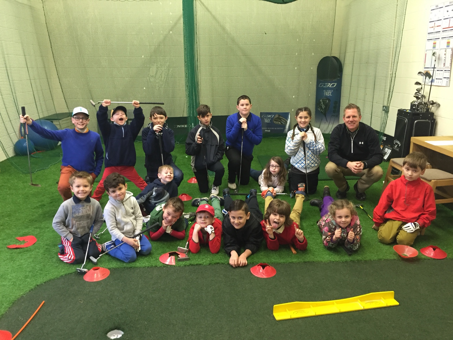 Steve Truman with a junior golf academy group